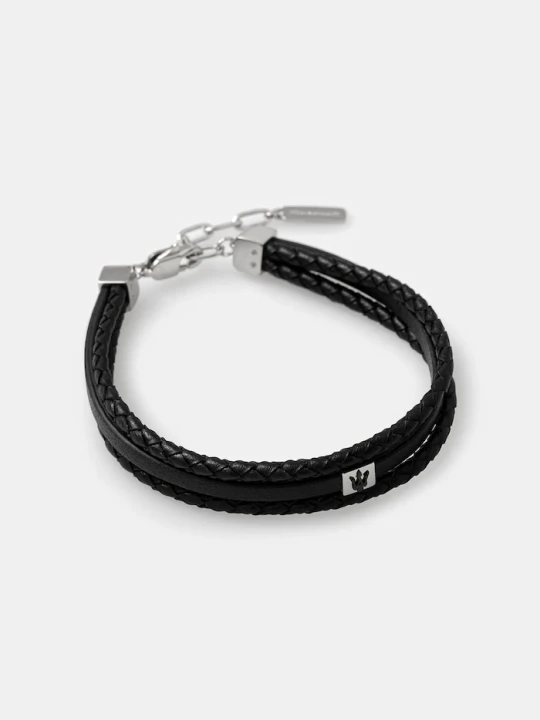 Zdjęcie produktu MASERATI bransoletka skórzana LEATHER czarny