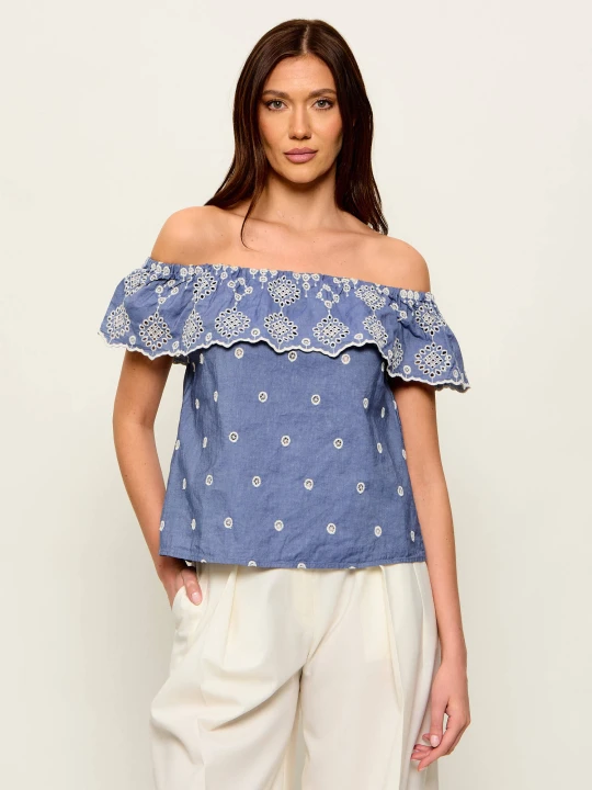 Zdjęcie produktu MAX&Co. Bluzka LORETO | Relaxed fit | z dodatkiem lnu niebieski