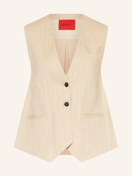 Zdjęcie produktu Max & Co. Kamizelka Blezerowa Canzone Z Lnem beige MAX&Co.