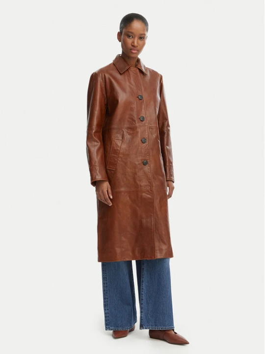 Zdjęcie produktu MAX&Co. Płaszcz skórzany Doppia 2616471021200 Brązowy Regular Fit