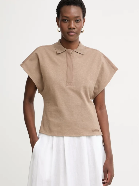 Zdjęcie produktu Max&Co. polo damskie z bawełną MCOPESI brązowy