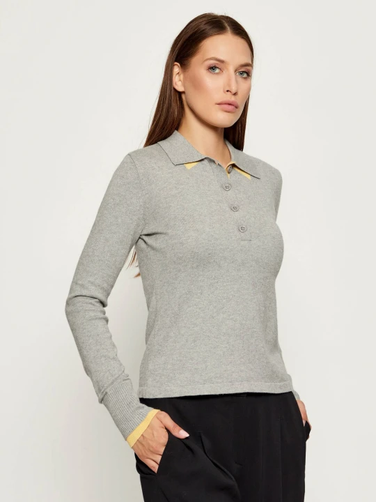 Zdjęcie produktu MAX&Co. Polo PESCARA | Slim Fit | z dodatkiem kaszmiru szary