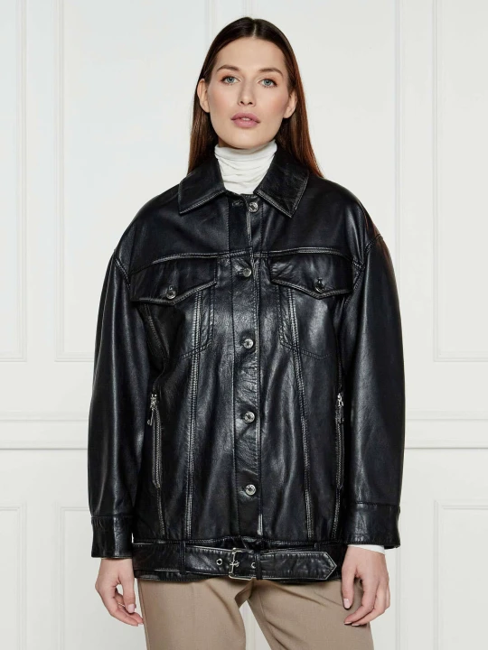 Zdjęcie produktu MAX&Co. Skórzana kurtka BEGONIA | Oversize fit czarny