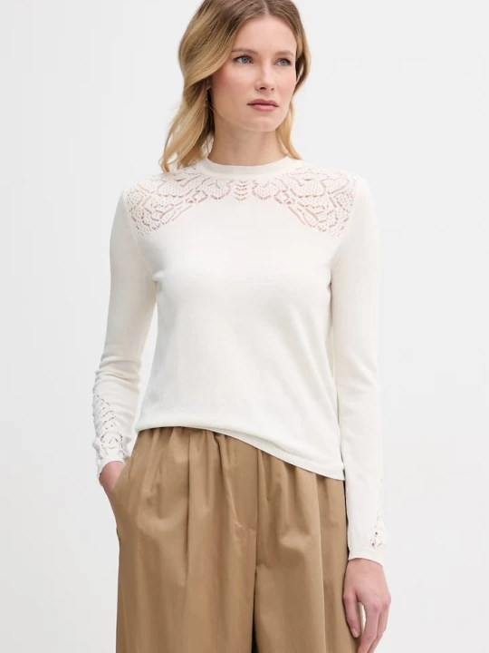 Zdjęcie produktu Max&Co. sweter damski bawełniany MCONATALE beżowy