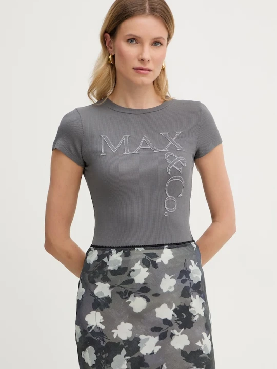Zdjęcie produktu Max&Co. t-shirt damski z modalu MCLGIRONE szary