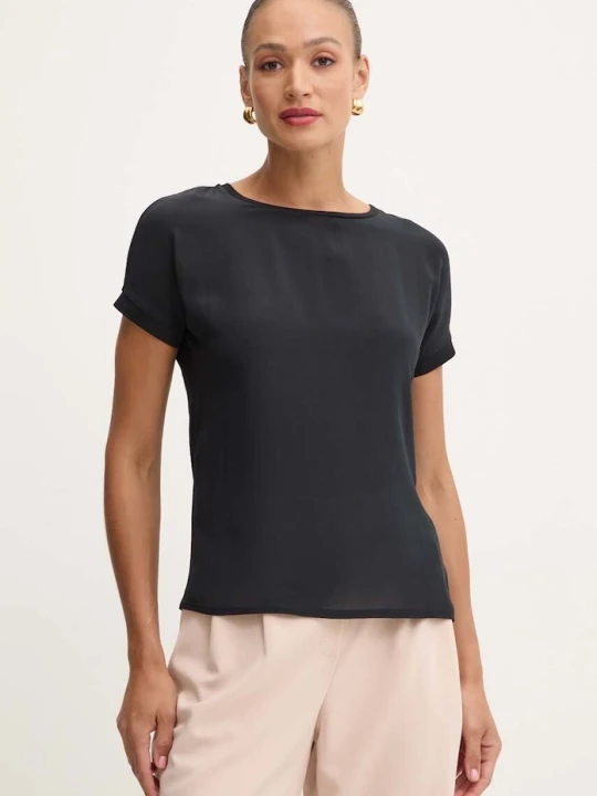Zdjęcie produktu MAX&Co. t-shirt z domieszką jedwabiu czarny