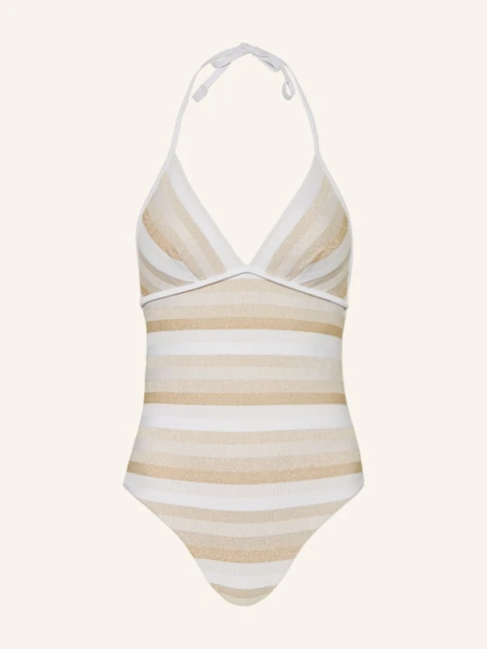 Zdjęcie produktu Max Mara Beachwear Strój Kąpielowy Wiązany Na Szyi Carina Z Błyszczącą Przędzą weiss