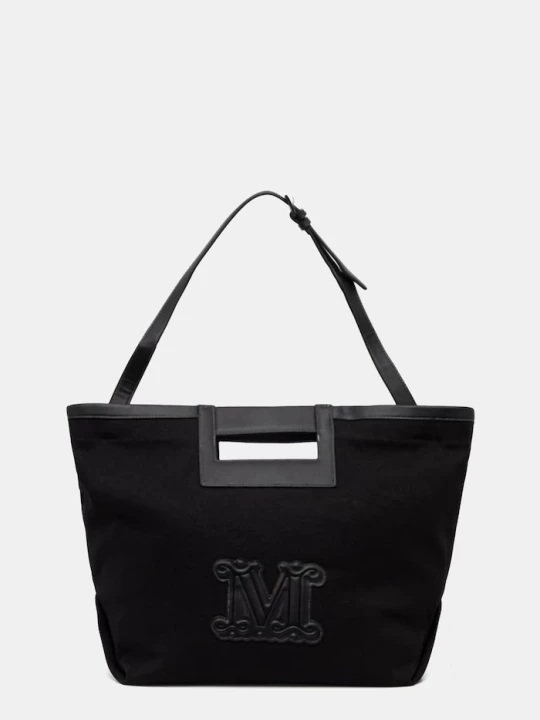 Zdjęcie produktu Max Mara Beachwear torba plażowa damska bawełniana ecru czarny