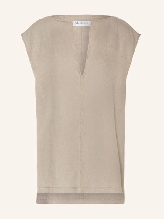 Zdjęcie produktu Max Mara Bluzka Bez Rękawów Colimbo Z Lnu beige