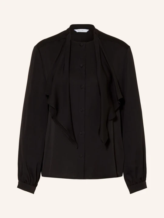 Zdjęcie produktu Max Mara Bluzka Z Kokardą Leccio Z Jedwabiu schwarz CZARNY