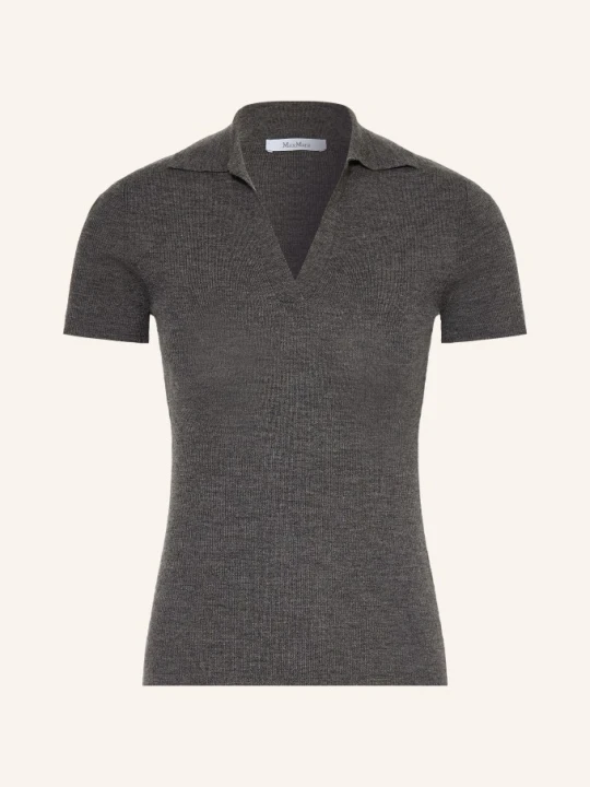 Zdjęcie produktu Max Mara Dzianinowa Koszulka Polo Albero grau CZIEMNOSZARY