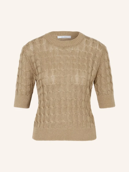 Zdjęcie produktu Max Mara Dzianinowa Koszulka Talamo Z Lnu braun BEŻOWY