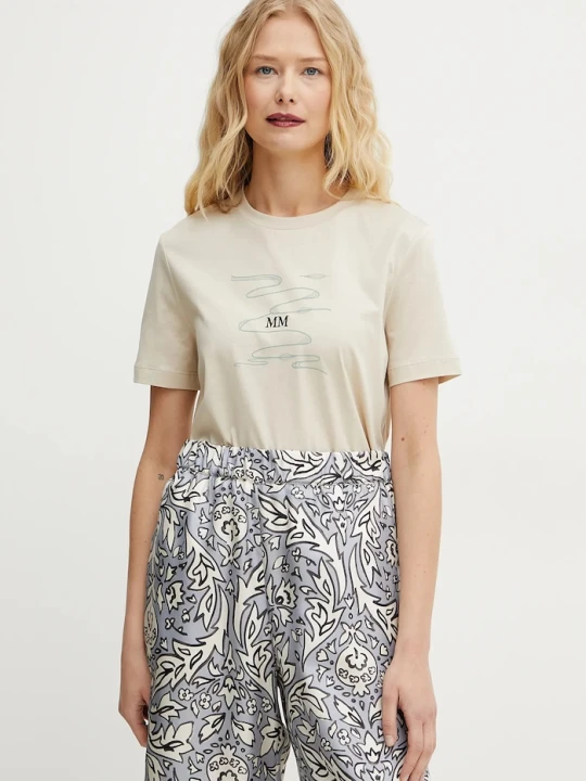 Zdjęcie produktu MM by Max Mara t-shirt bawełniany beżowy