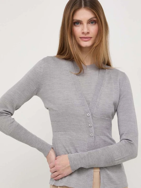 Zdjęcie produktu Max Mara Leisure t-shirt i kardigan wełniany szary
