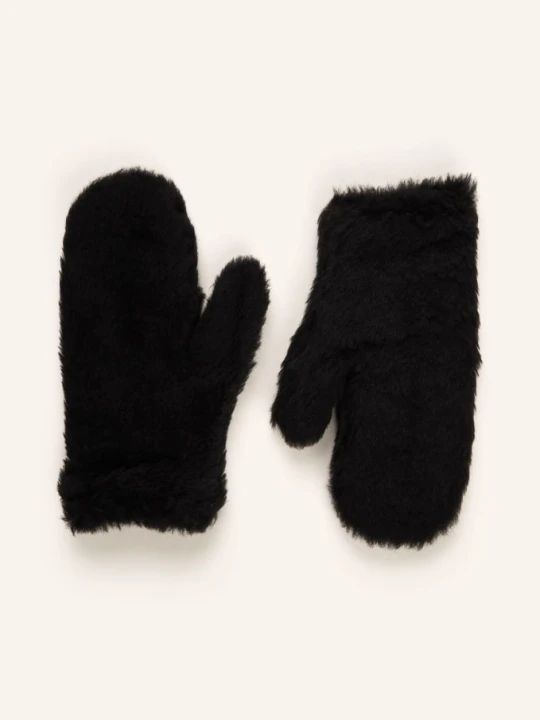 Zdjęcie produktu Max Mara Rękawiczki Jednopalcowe Z Pluszowego Materiału Ombrato Z Dodatkiem Alpaki schwarz CZARNY