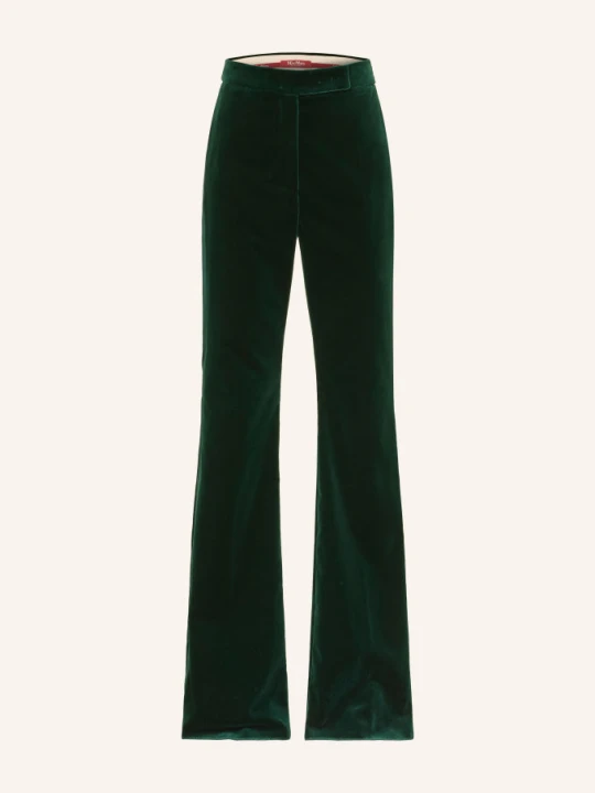 Zdjęcie produktu Max Mara Studio Spodnie Typu Marlena Oscuri Z Aksamitu Z Paskami Z Galonu gruen CIEMNOZIELONY