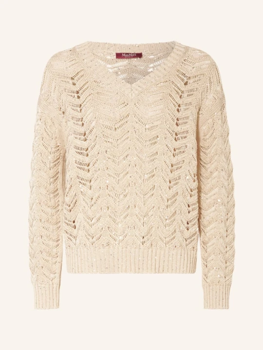 Zdjęcie produktu Max Mara Studio Sweter Felino Z Cekinami beige