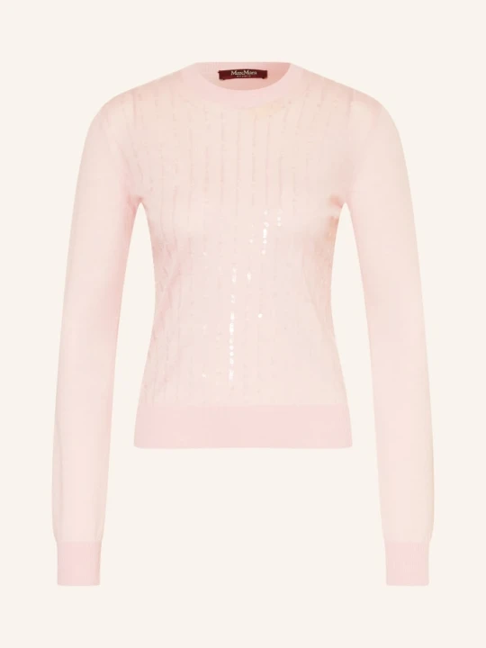 Zdjęcie produktu Max Mara Studio Sweter Gabarra Z Jedwabiem I Cekinami rosa JASNORÓŻOWY