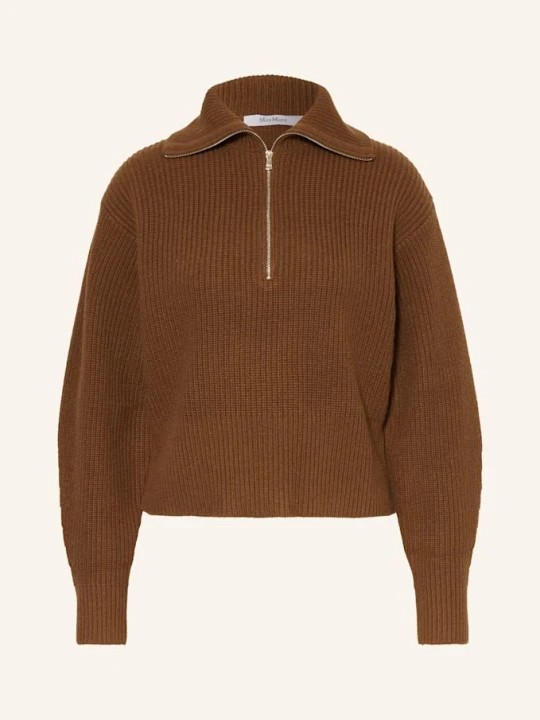 Zdjęcie produktu Max Mara Sweter Typu Troyer Nadar Z Dodatkiem Kaszmiru braun KONIAKOWY