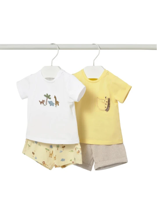 Zdjęcie produktu Mayoral Komplet 2 t-shirtów i spodenek 1652 Żółty Regular Fit