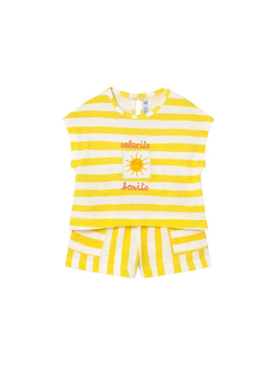 Zdjęcie produktu Mayoral Komplet t-shirt i spodenki 1208 Żółty Regular Fit