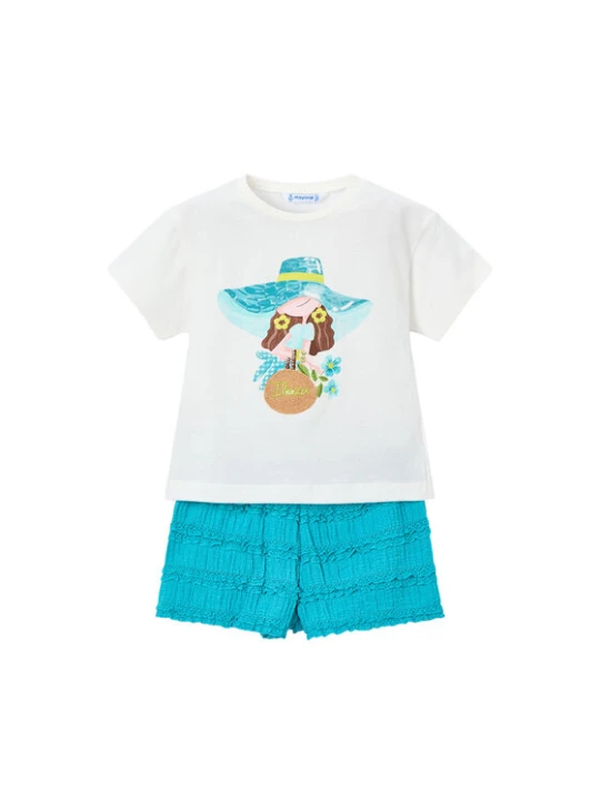 Zdjęcie produktu Mayoral Komplet t-shirt i spodenki 3231 Turkusowy Regular Fit