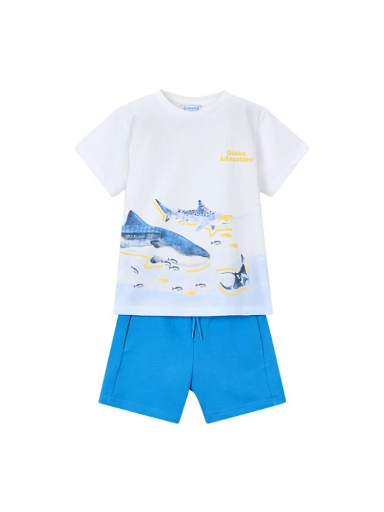 Zdjęcie produktu Mayoral Komplet t-shirt i spodenki 3610 Biały Regular Fit