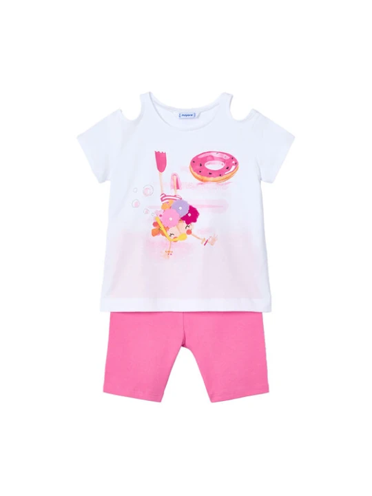 Zdjęcie produktu Mayoral Komplet t-shirt i spodenki 3708 Różowy Regular Fit