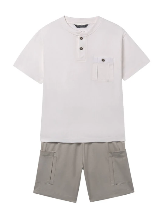 Zdjęcie produktu Mayoral Komplet t-shirt i spodenki 6686 Beżowy Regular Fit