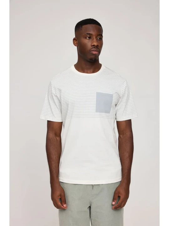 Zdjęcie produktu MAZINE Koszulka "Halfway Striped" w kolorze kremowo-błękitnym rozmiar: S