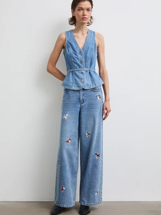 Zdjęcie produktu Medicine jeansy wide leg damskie niebieski