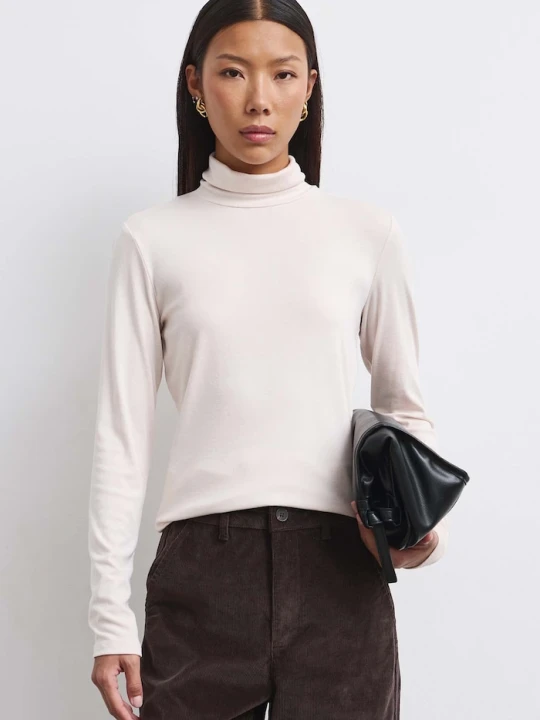 Zdjęcie produktu Medicine longsleeve damski z dodatkiem wełny beżowy