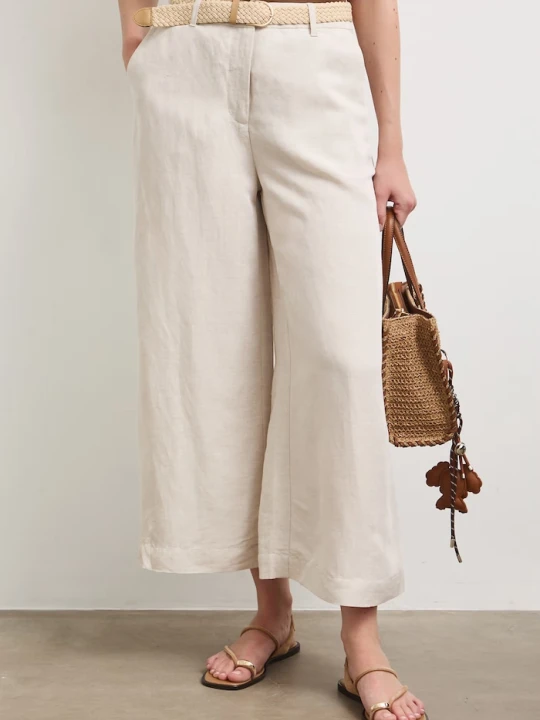 Zdjęcie produktu Medicine spodnie culottes damskie z dodatkiem lnu beżowy