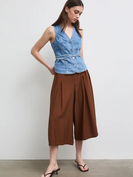Zdjęcie produktu Medicine spodnie culottes damskie z wiskozą brązowy