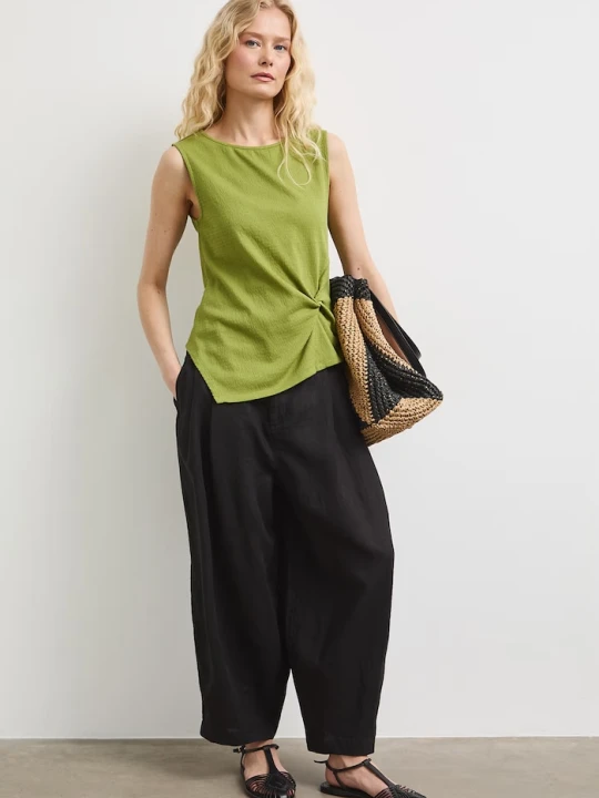 Zdjęcie produktu Medicine spodnie slouchy damskie lniane czarny