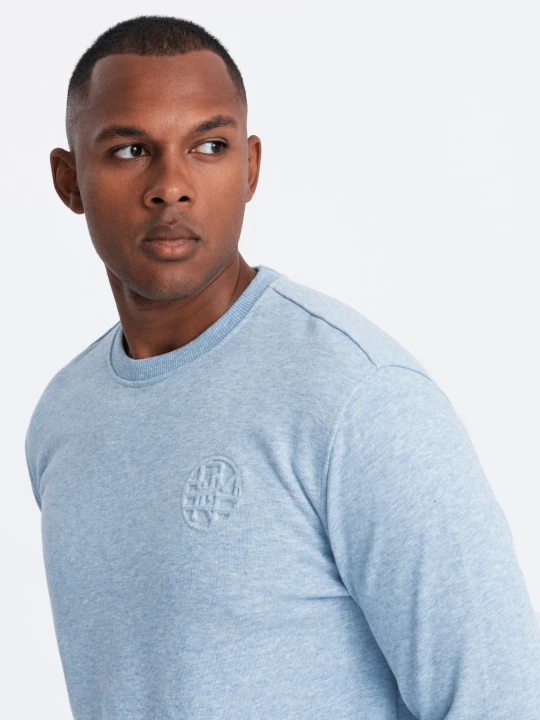 Zdjęcie produktu Melanżowa męska dresowa bluza z wyszywanym logotypem – błękitna V3 Ombre Clothing błękitny