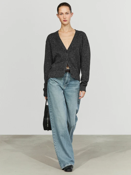 Zdjęcie produktu Melanżowy Kardigan Z Wełny I Kaszmiru - Brudnoszary - Massimo Dutti - Female