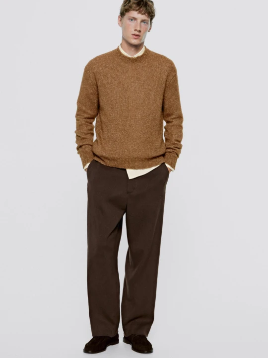 Zdjęcie produktu Melanżowy Sweter Z Dzianiny – Limited Edition - Wielbłądzi - Massimo Dutti - Male