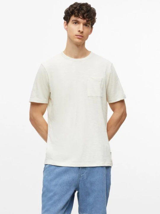 Zdjęcie produktu Melanżowy T-shirt z mieszanki bawełny z kieszenią na piersi s.Oliver beżowy