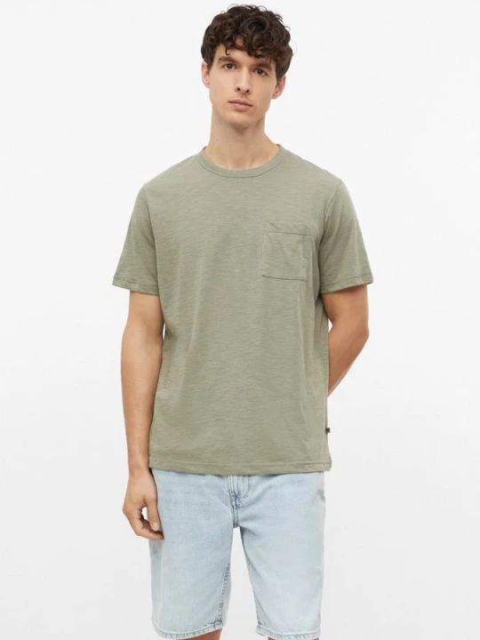 Zdjęcie produktu Melanżowy T-shirt z mieszanki bawełny z kieszenią na piersi s.Oliver oliwkowy
