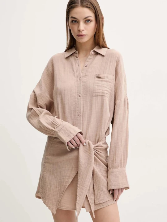 Zdjęcie produktu Melissa Odabash sukienka koszulowa bawełniana brązowy