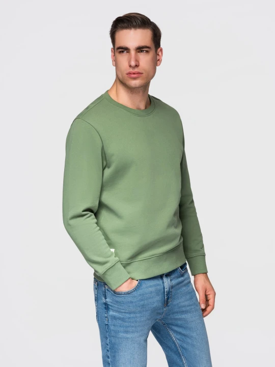 Zdjęcie produktu Męska bluza dresowa BASIC z okrągłym dekoltem OM-SSBN-0271 - Rozmiar: XL Ombre Clothing zielony