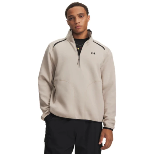 Zdjęcie produktu Męska bluza dresowa nierozpinana bez kaptura Under Armour UA Unstoppable Flc 1 / 2 Zip - beżowa