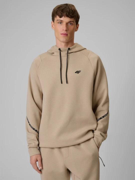 Zdjęcie produktu Męska bluza dresowa nierozpinana z kapturem 4F 4FWSS26TSWSM2238 - beżowa