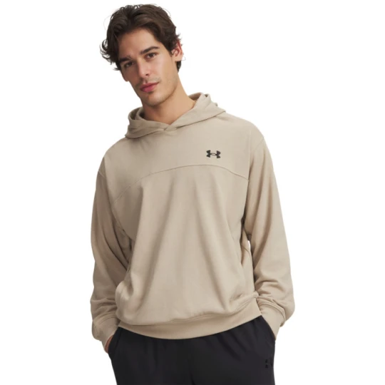 Zdjęcie produktu Męska bluza dresowa nierozpinana z kapturem Under Armour UA Rival Lightweight - beżowa