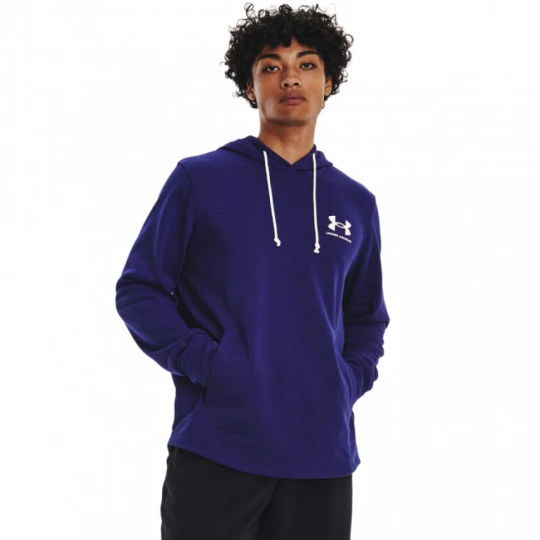 Zdjęcie produktu Męska bluza dresowa nierozpinana z kapturem UNDER ARMOUR UA RIVAL TERRY LC HD - granatowa