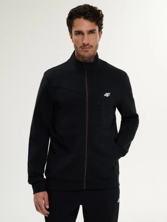 Zdjęcie produktu Męska bluza dresowa rozpinana bez kaptura 4F 4FRSS26TSWSM2897 - czarna