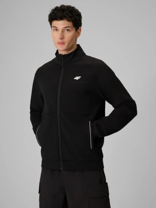 Zdjęcie produktu Męska bluza dresowa rozpinana bez kaptura 4F 4FRSS26TSWSM2949 - czarna