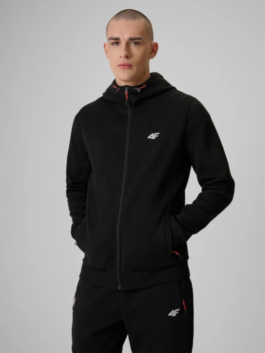 Zdjęcie produktu Męska bluza dresowa rozpinana z kapturem 4f 4FRSS26TSWSM2895 - czarna