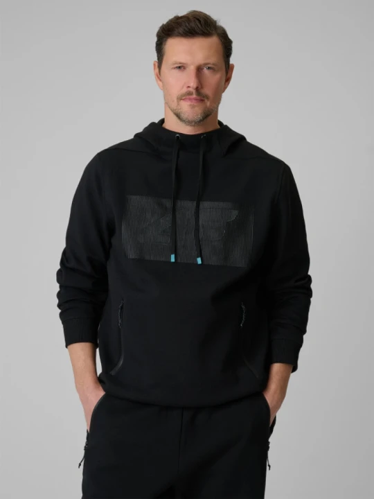 Zdjęcie produktu Męska bluza dresowa rozpinana z kapturem 4F 4FRSS26TSWSM2975 - czarna